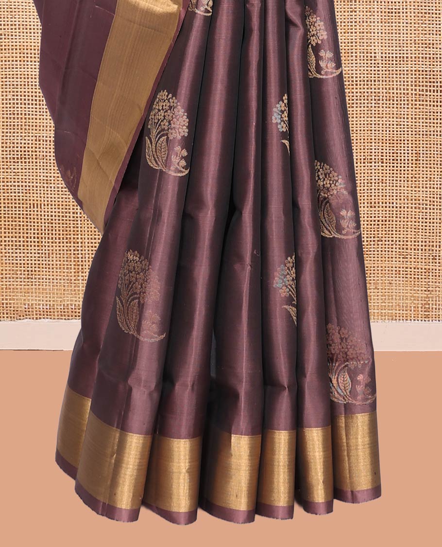 Brown Mayuri Lite Silk Mix Saree