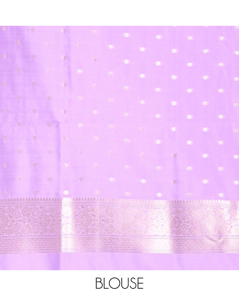 Violet Elite Soft Silk Saree, Elevated with Rudraksham Zari Buttas, Traditional Zari Border, Rich Pallu, and a Matching Blouse