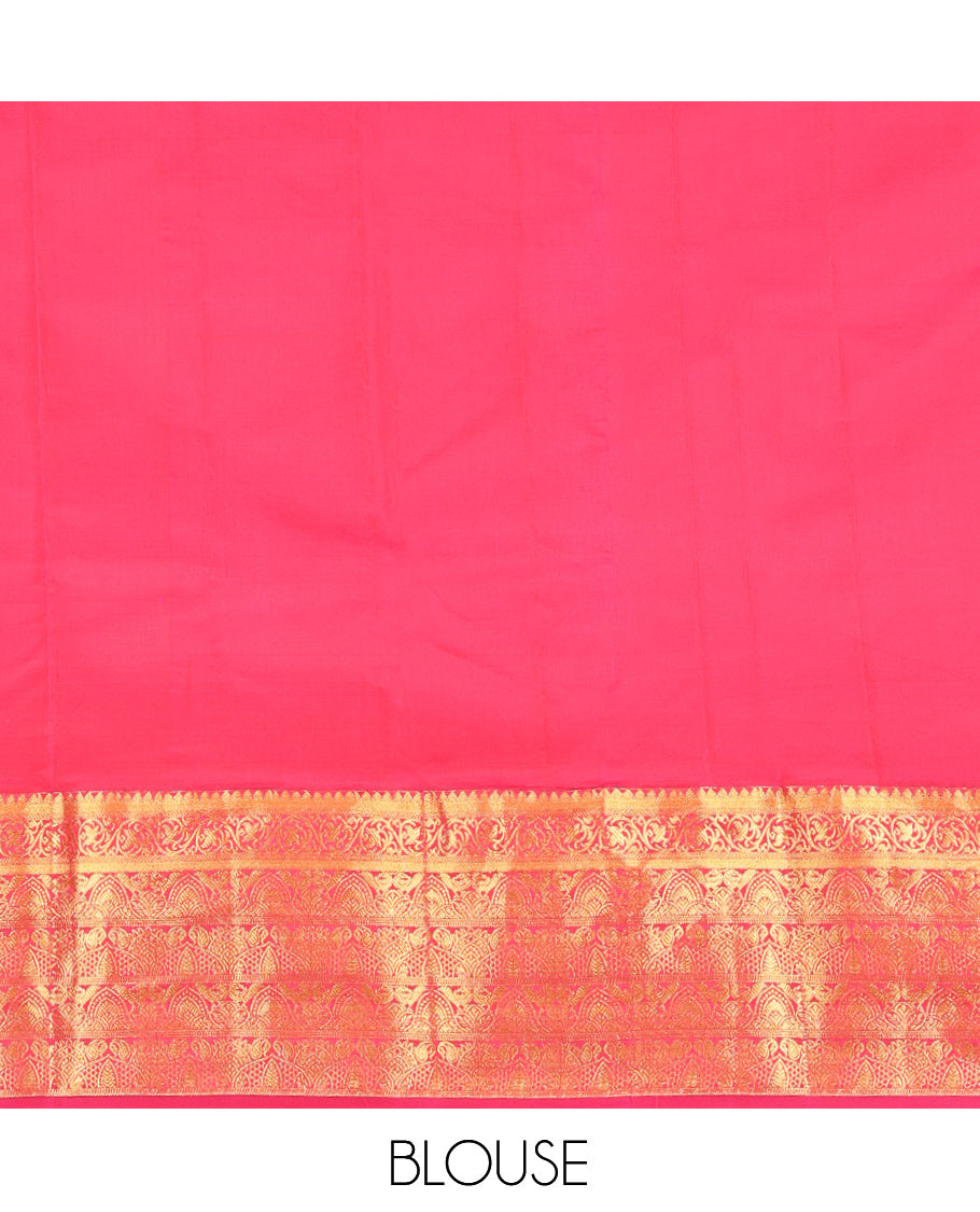Sandal Vasundhara Lite-Silk Mix Saree, Sparsely Sparkled with Zari Buttas, Contrast Zari Traditional Border, Grand Pallu, and a Contrast Blouse