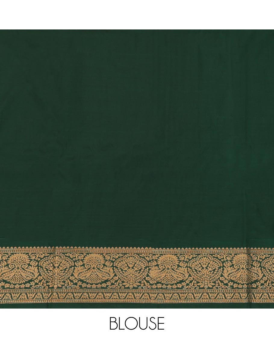 Rani Pink Art Silk Pavadai Material Set, Enriched with Zari Designs Skirt, Complemented by a Contrast Traditional Zari Design Border, and Paired with a Contrast Blouse