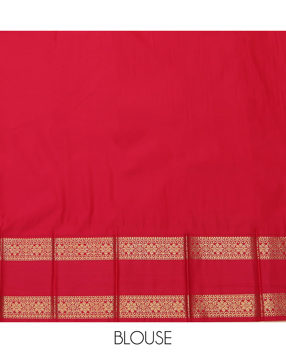 Blue Budget Silk Saree, Graced with Zari Butta Enclosed Checks On Its Body, Complemented by Contrast Traditional Zari Designs Woven Rettai Pettu Border, Grand Jaal Pallu and Paired with a Contrast