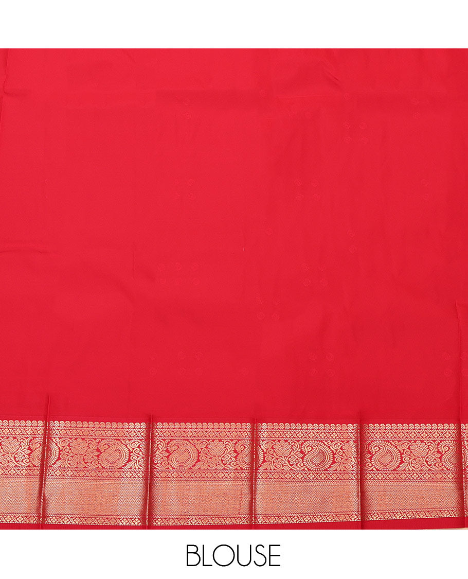 Maroon Budget Silk Saree, Detailed with Zari Buttas, Complemented by a Contrast Traditional Border, Grand Pallu, and Contrast Blouse