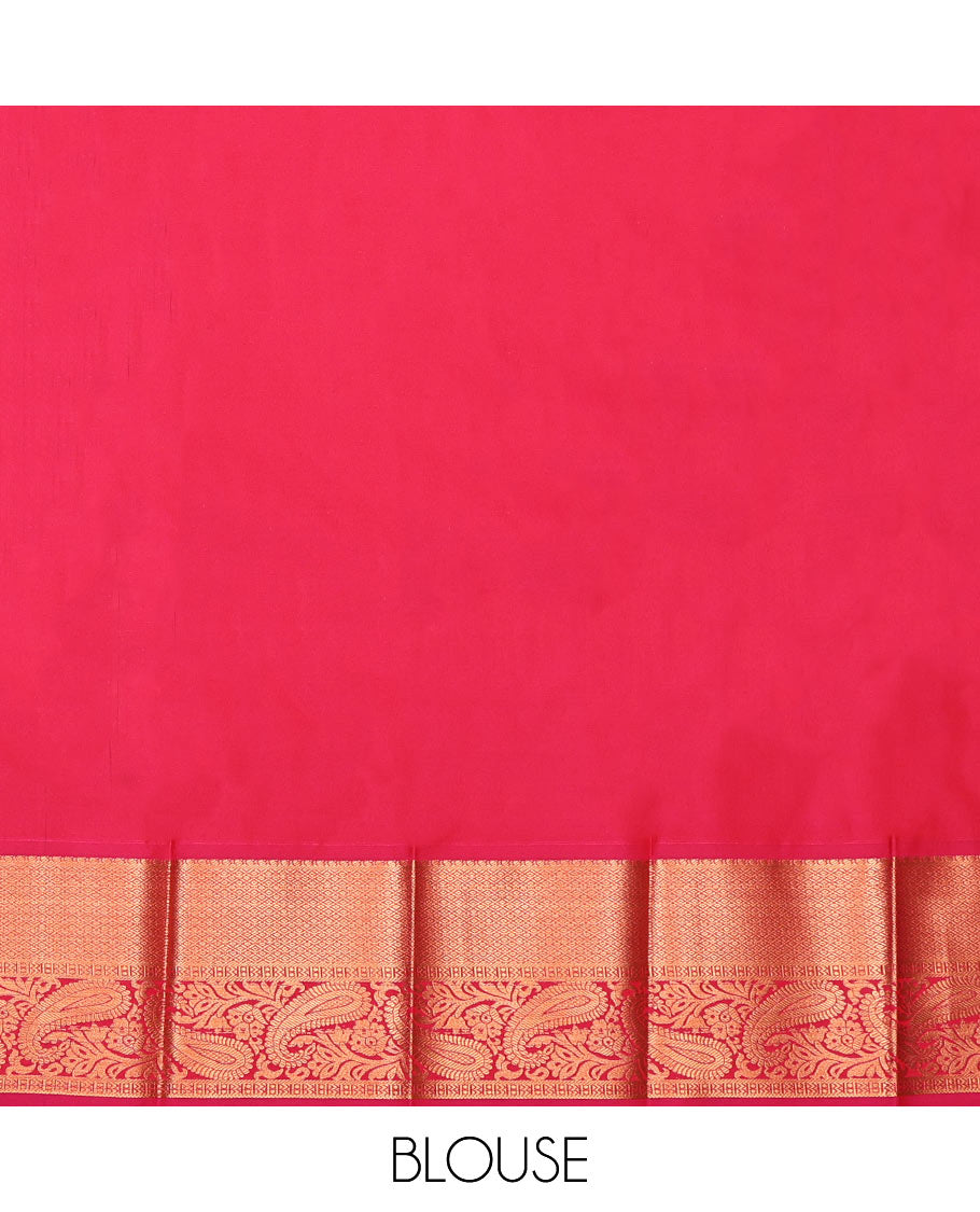 Grey Budget Silk Saree, Bedecked with Jacquard Design, Complemented by a Contrast Traditional Zari Border, Grand Pallu, and Contrast Blouse