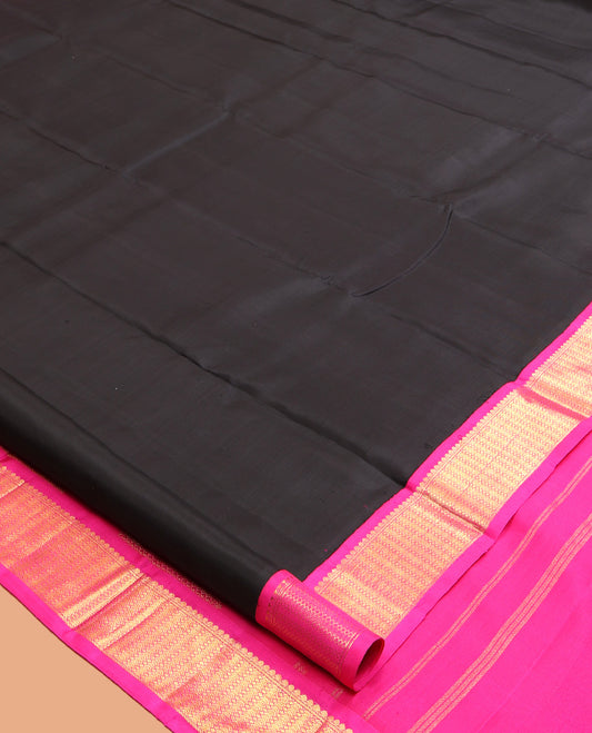 Black Plain Kanchipuram Silk Saree