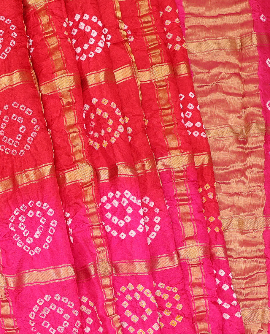 Red Bandhani Dola Silk Saree