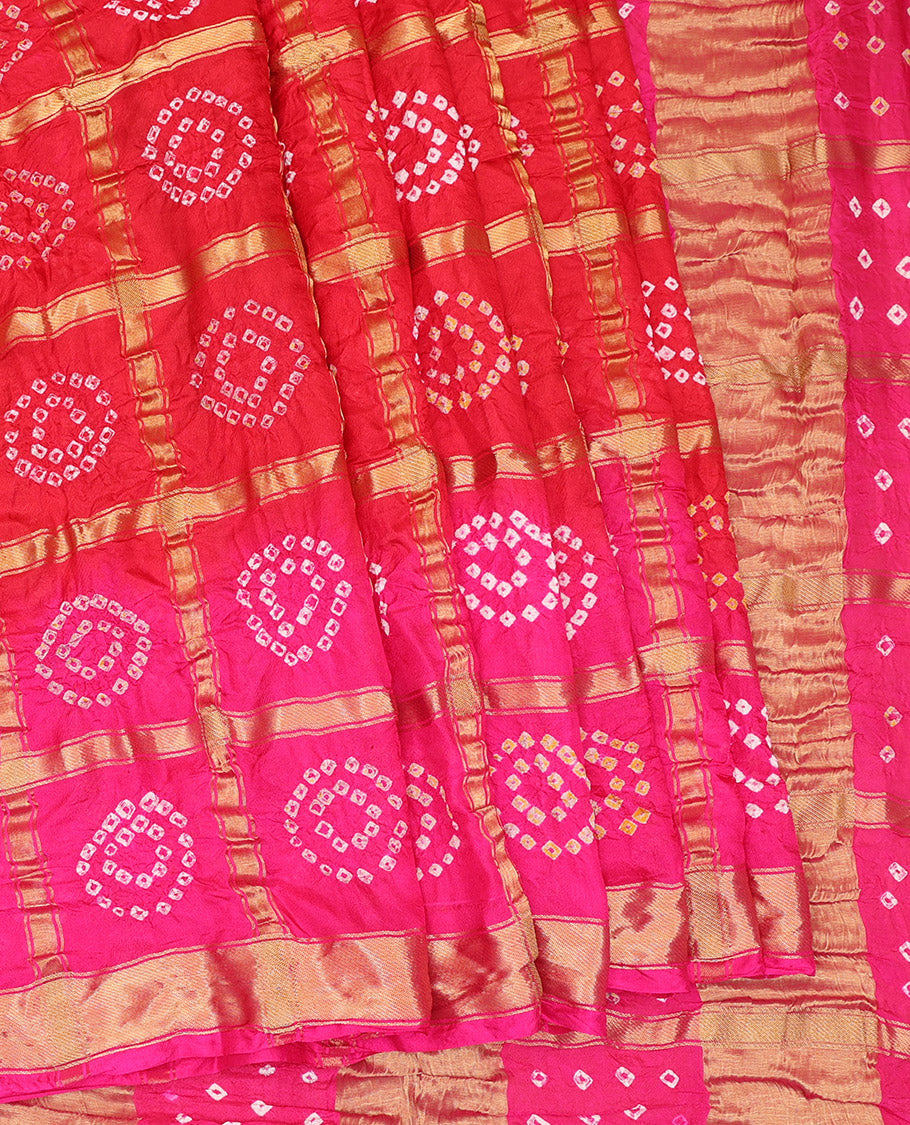 Red Bandhani Dola Silk Saree