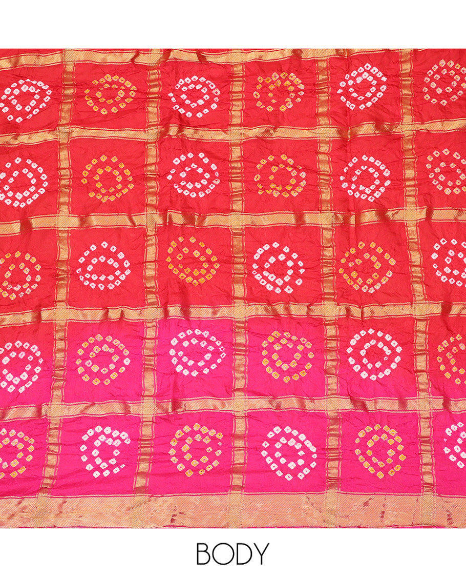 Red Bandhani Dola Silk Saree