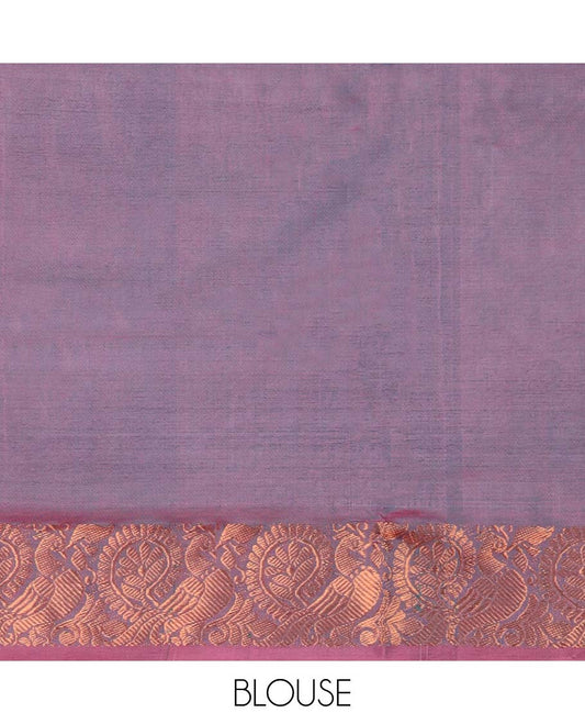 Green floral motifs banana pith saree with contrast zari border & striped , floral motifs pallu