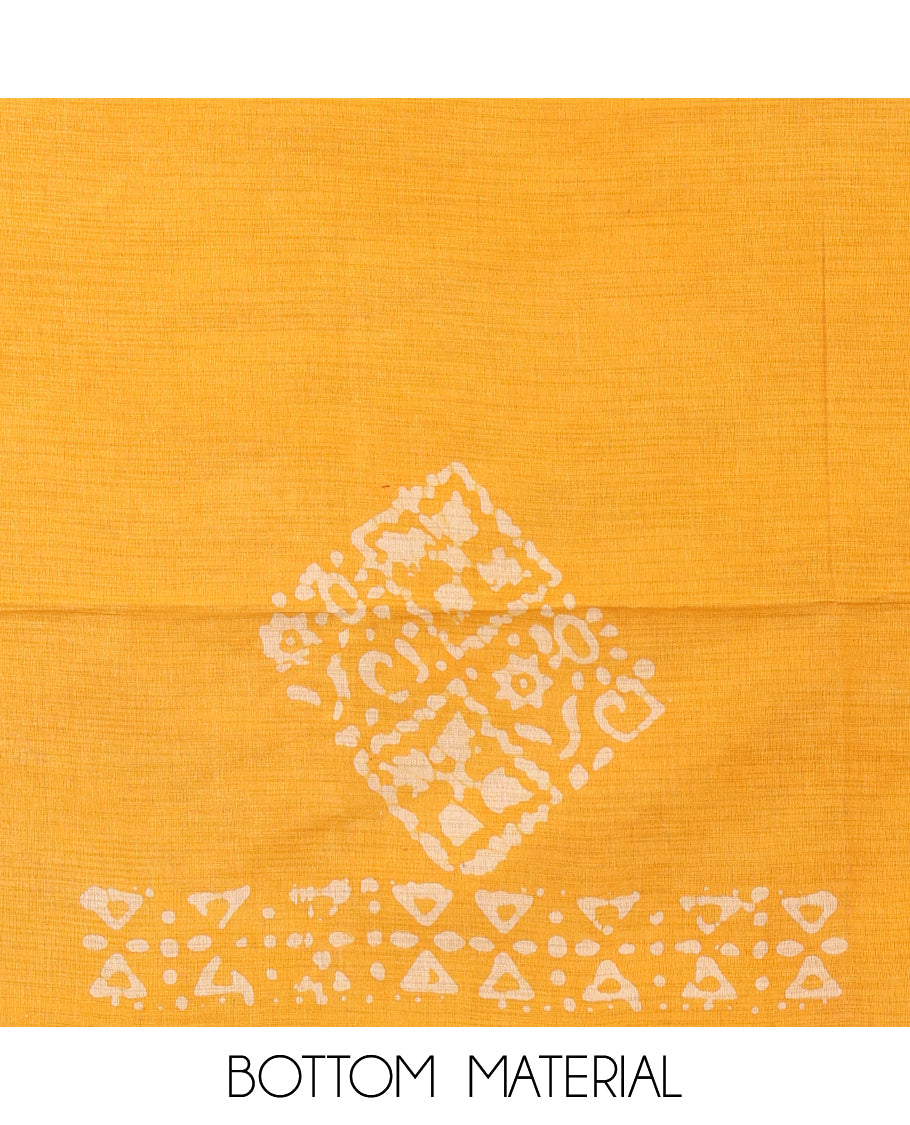 Ash chudidar material set,geometric batik-printed bhagalpuri cotton top,batik-print dual-color mul-mul cotton dupatta & batik-print bottom