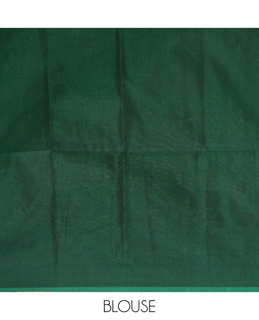 Honey color zari design silk cotton saree with contrast border & rich pallu along with contrast blouse