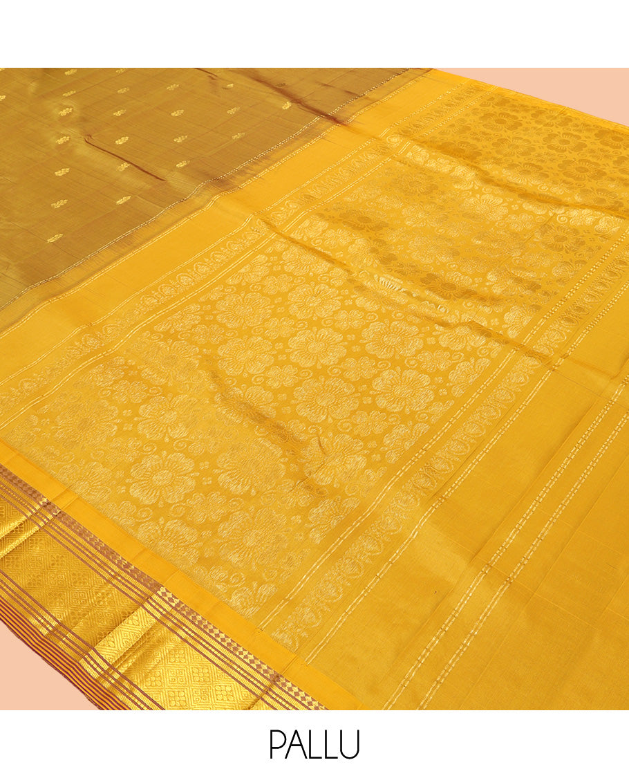 Mustard Woven Kanchipuram Silk Saree