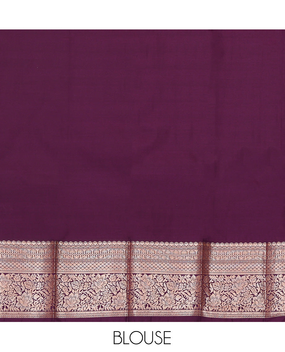 Blue Budget Silk Saree, Subtly Sparkled with Jacquard Design, Complemented by Contrast Traditional Zari Border, an Intricate Pallu and a Contrast Blouse