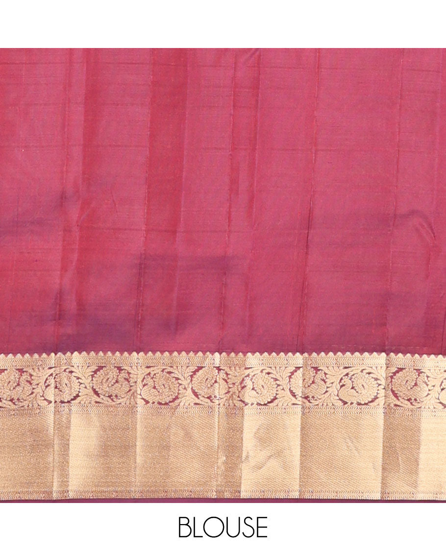 Maroon checked,buttas vasundhara elite silk saree with self intricate zari design border & jaal design pallu