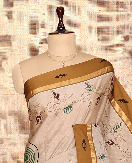 Pale Brown Chirala Cotton Saree