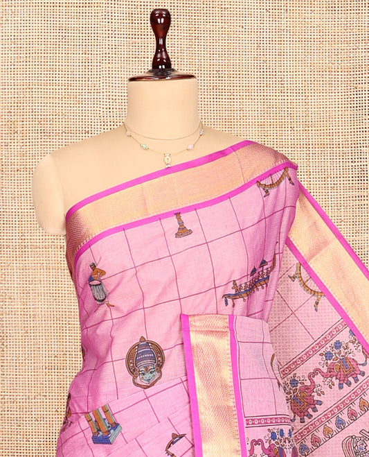 Pink Chirala Cotton Saree