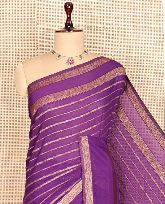 Purple Fancy Crepe Saree