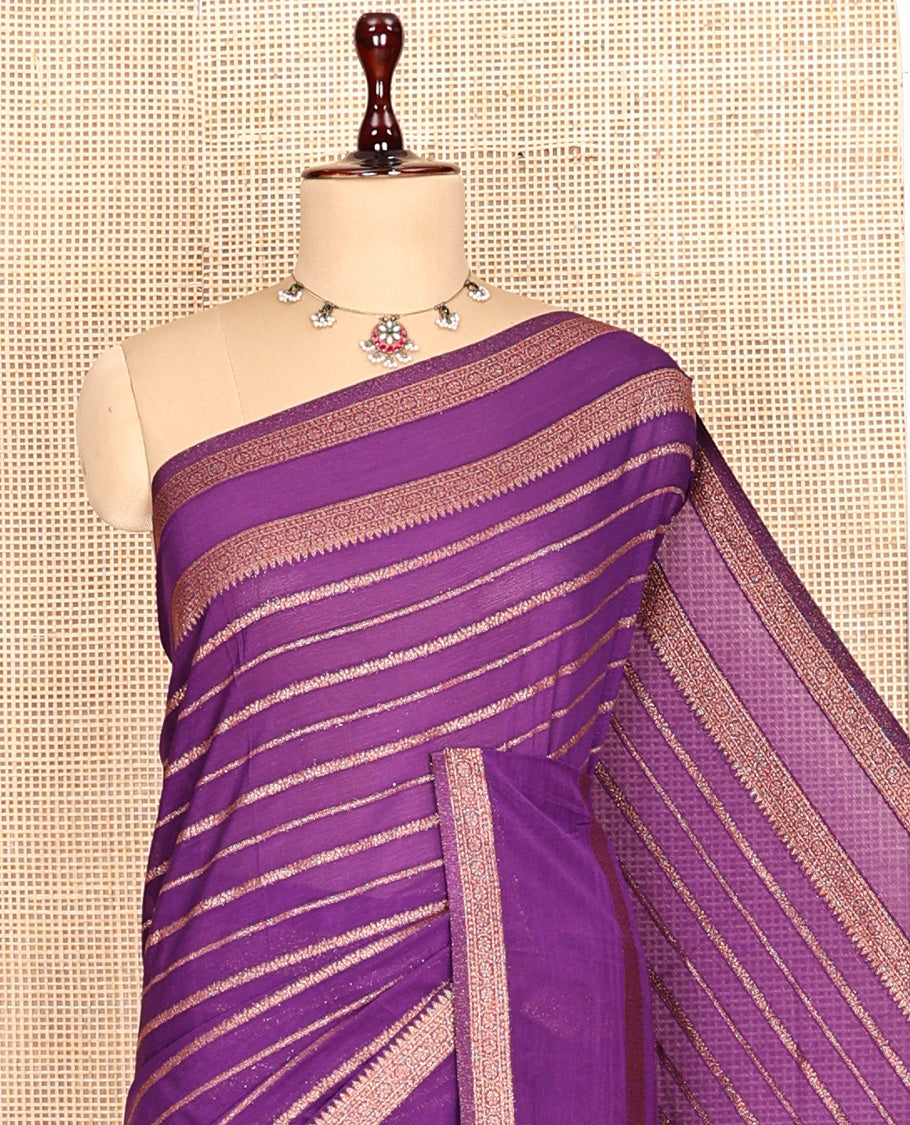 Purple Fancy Crepe Saree