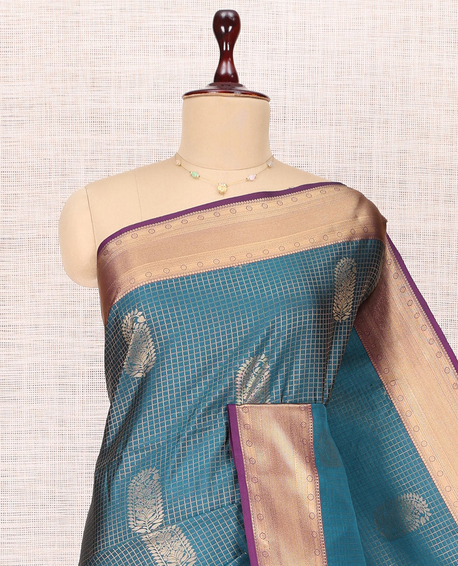 Blue Peacock Chakram Budget Silk Saree