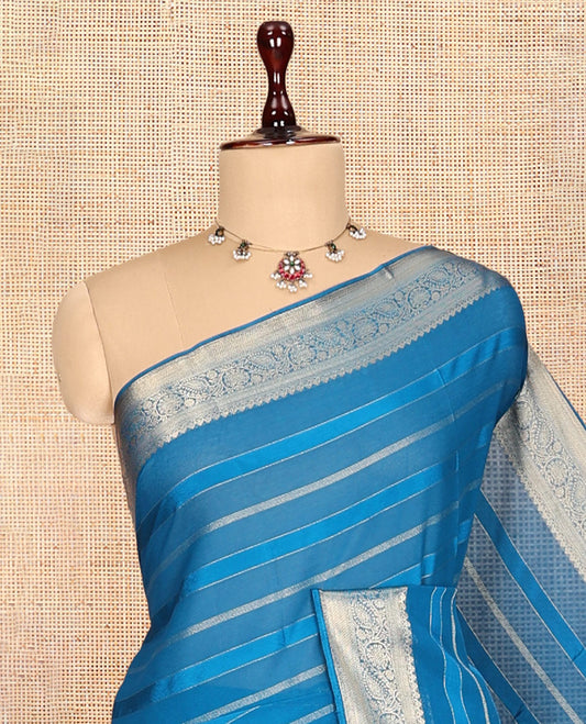 Blue Semi Mysore Silk Saree