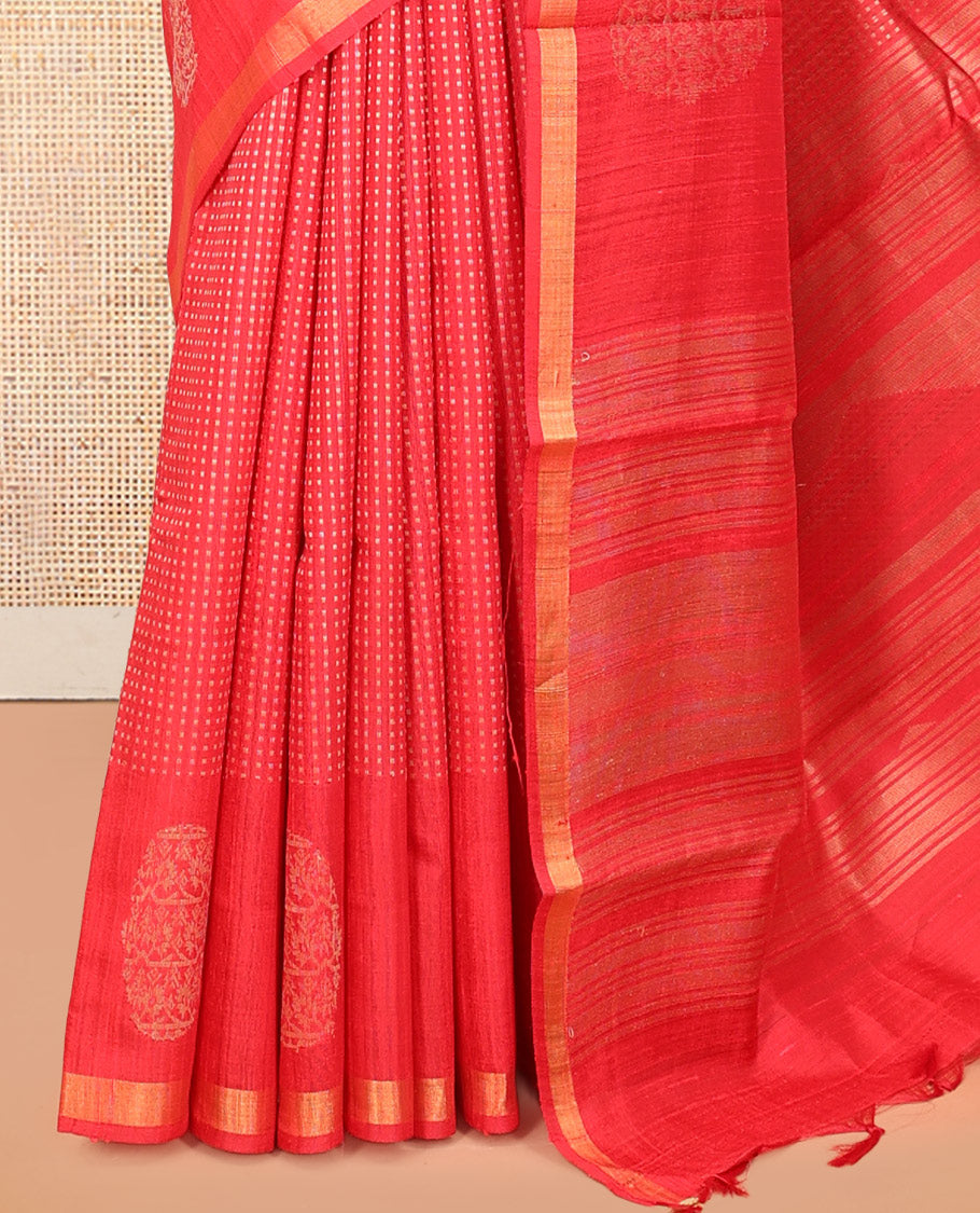 Red Dupion Saree