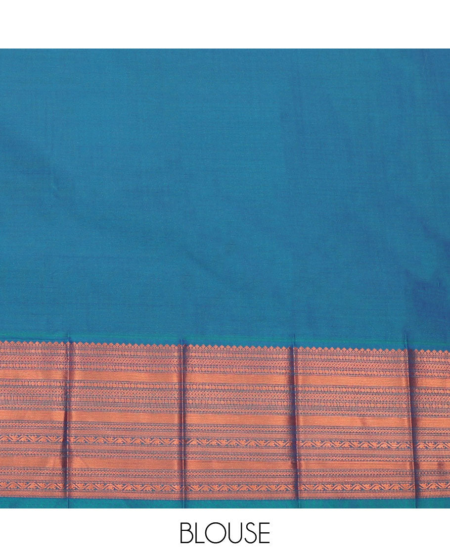 Blue Budget Silk Saree, Features Zari Buttas and Checks All Over Its Body, Highlighted by a Traditional Zari Design Border, Grand Jaal Pallu, and Paired with a Matching Blouse