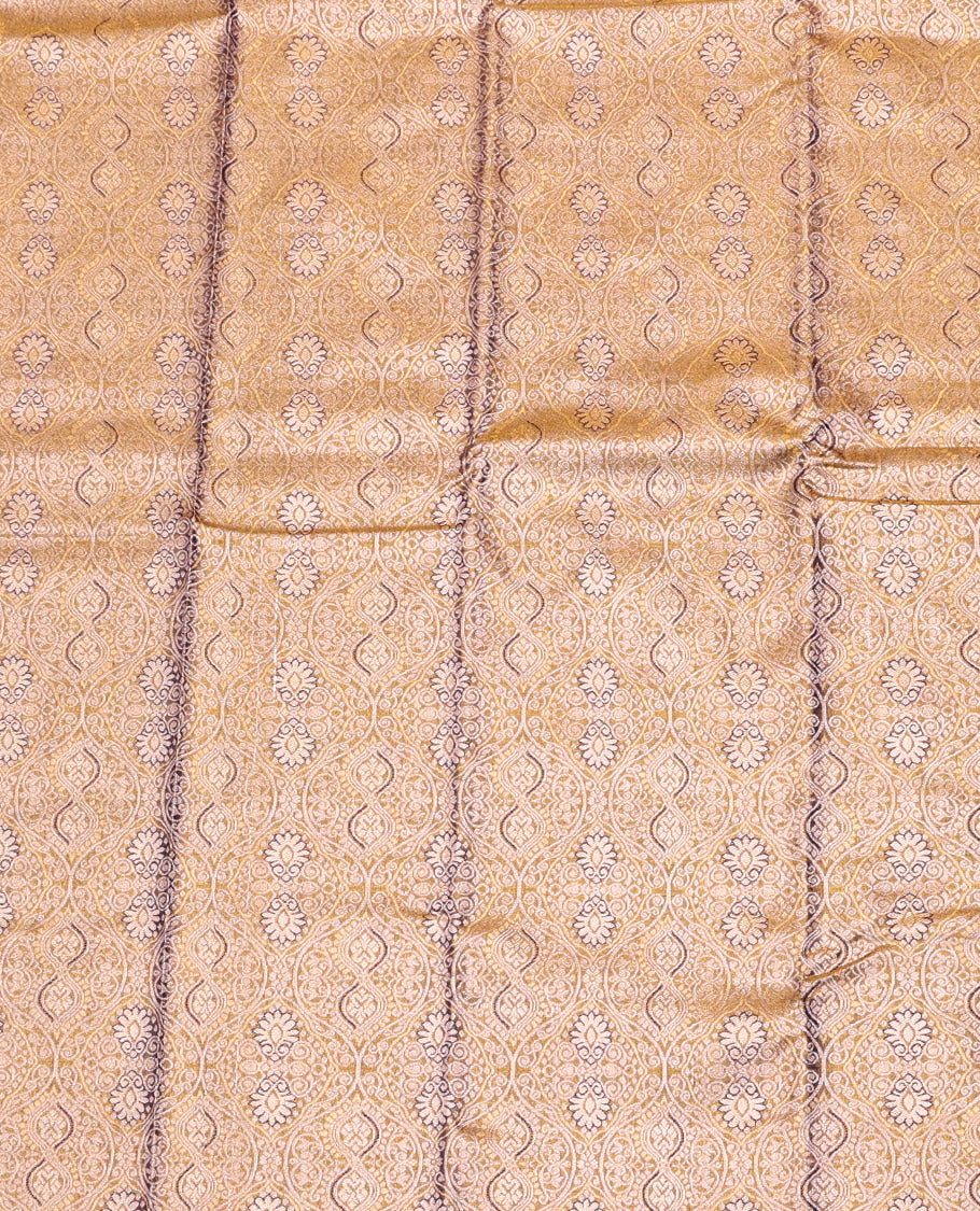Mustard Art Silk Half-Saree, Elevated with Jacquard Design, Contrast Traditional Zari Border, and Paired with a Matching Blouse