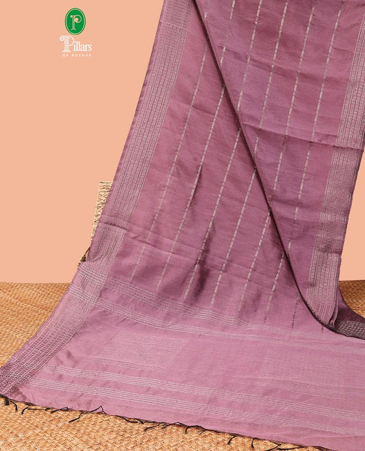 Wine antique runaway design art jute silk saree with antique zari border & silver box design pallu along with plain blouse