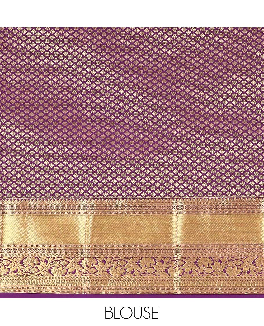 Purple Budget Silk Saree, Ornamented with Jacquard Design, a Zari Border, Grand Pallu, and a Matching Blouse