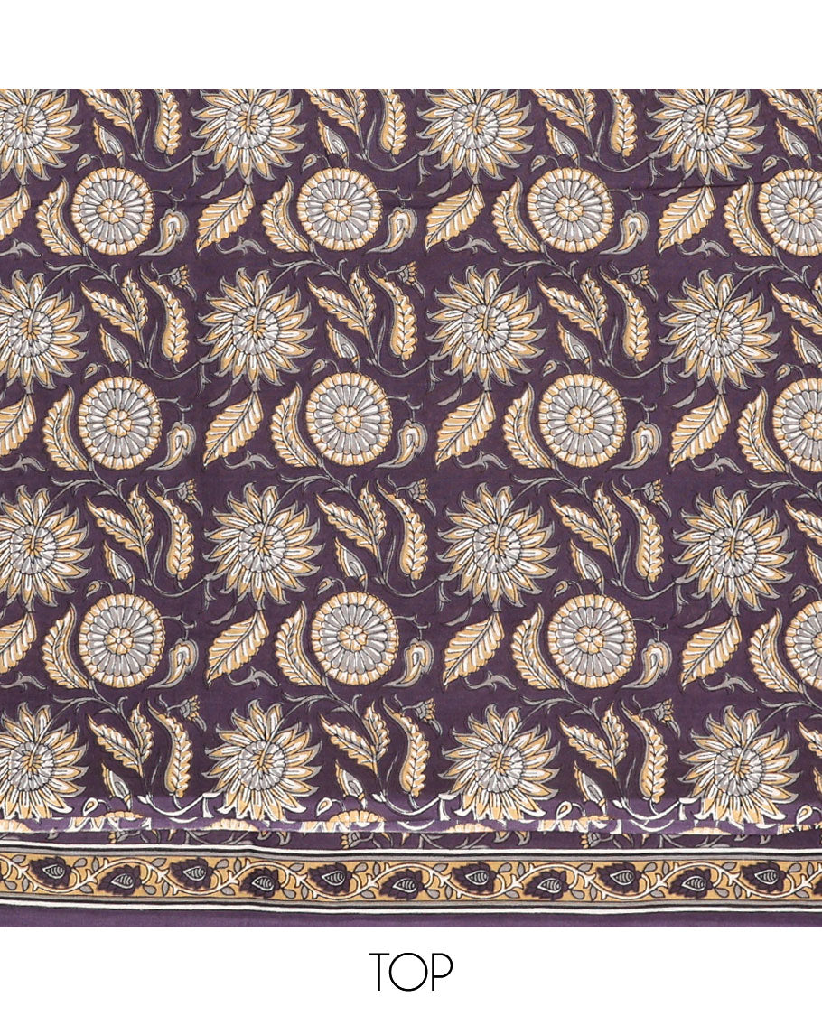 Violet chudidhar material set floral print top with geometric print bottom & geometric, floral design dupatta