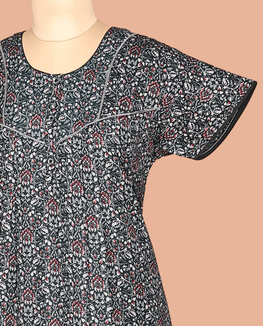 Green Cotton-Blended Nighty