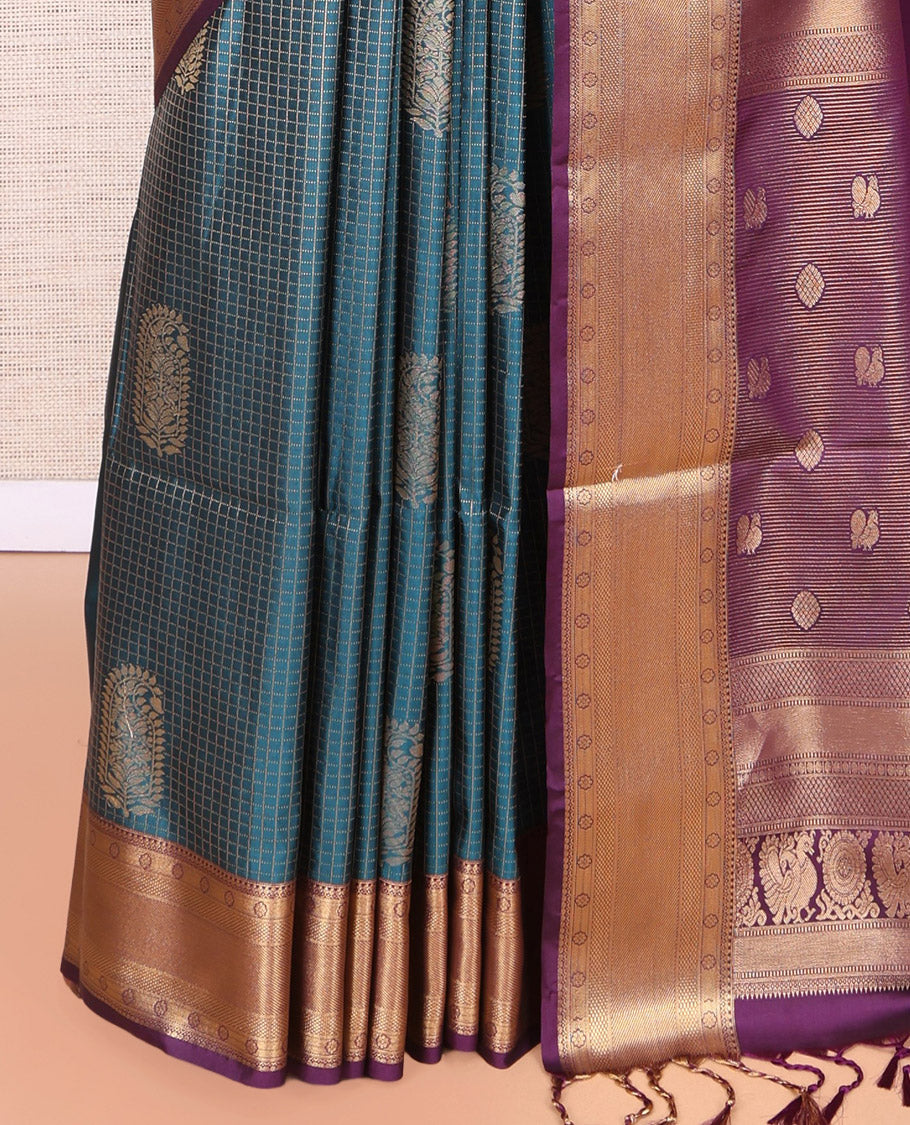 Blue Peacock Chakram Budget Silk Saree