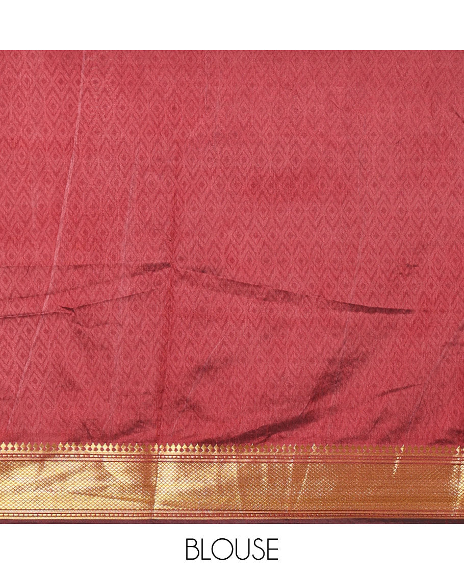 Black Patola Saree Adorned with Ikkat-Style Buttas Enclosed Round Design, Complemented by a Contrast Traditional Zari Design Border, Featuring Intricate Ikkat Style Pallu, and Paired with a Contrast Blouse