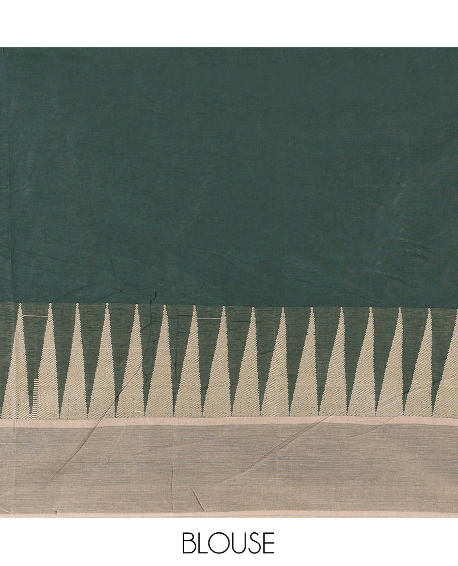 Green Plain Cotton Saree