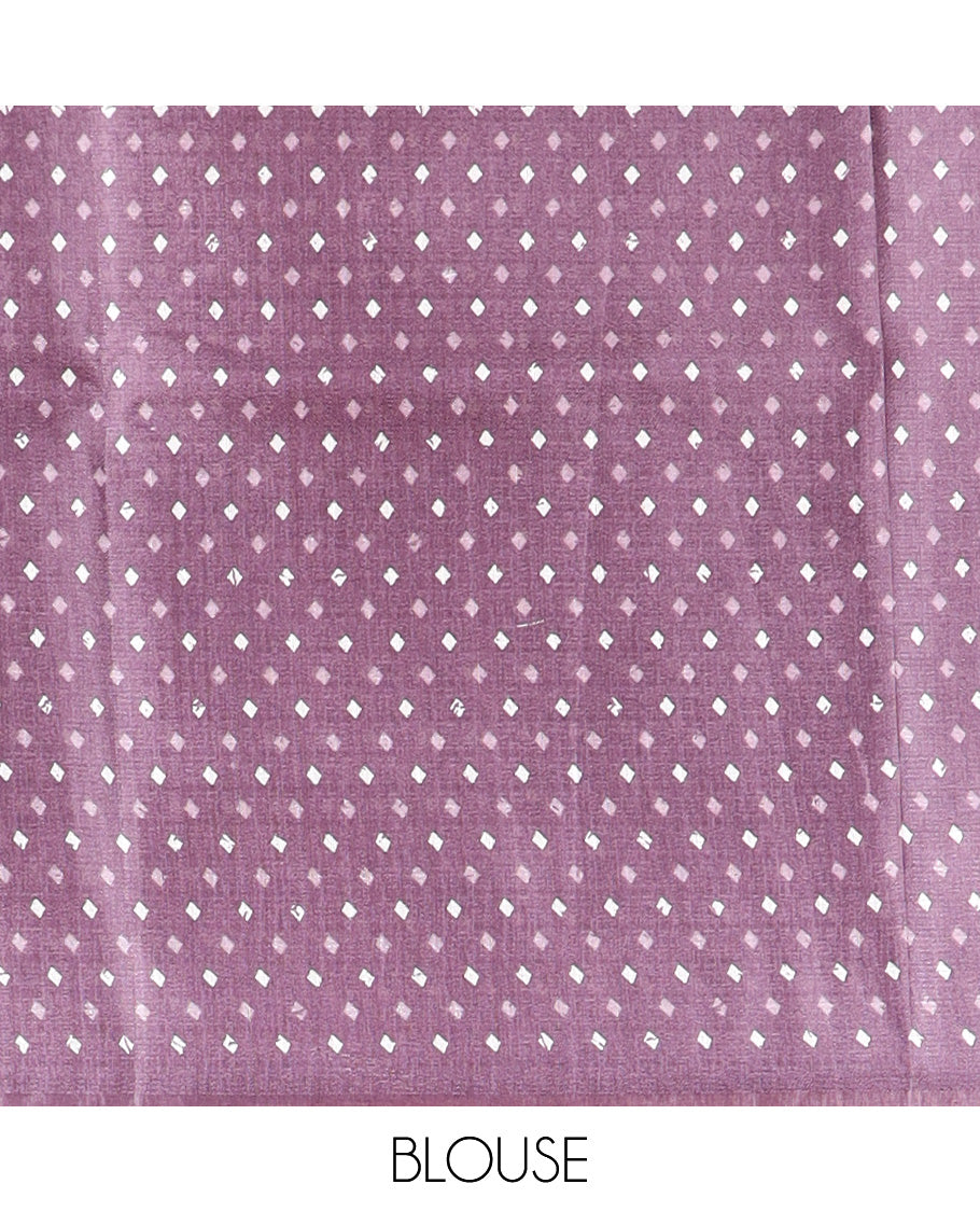 Light purple small patick print kadhi tussar saree with self design pallu & small butta print blouse