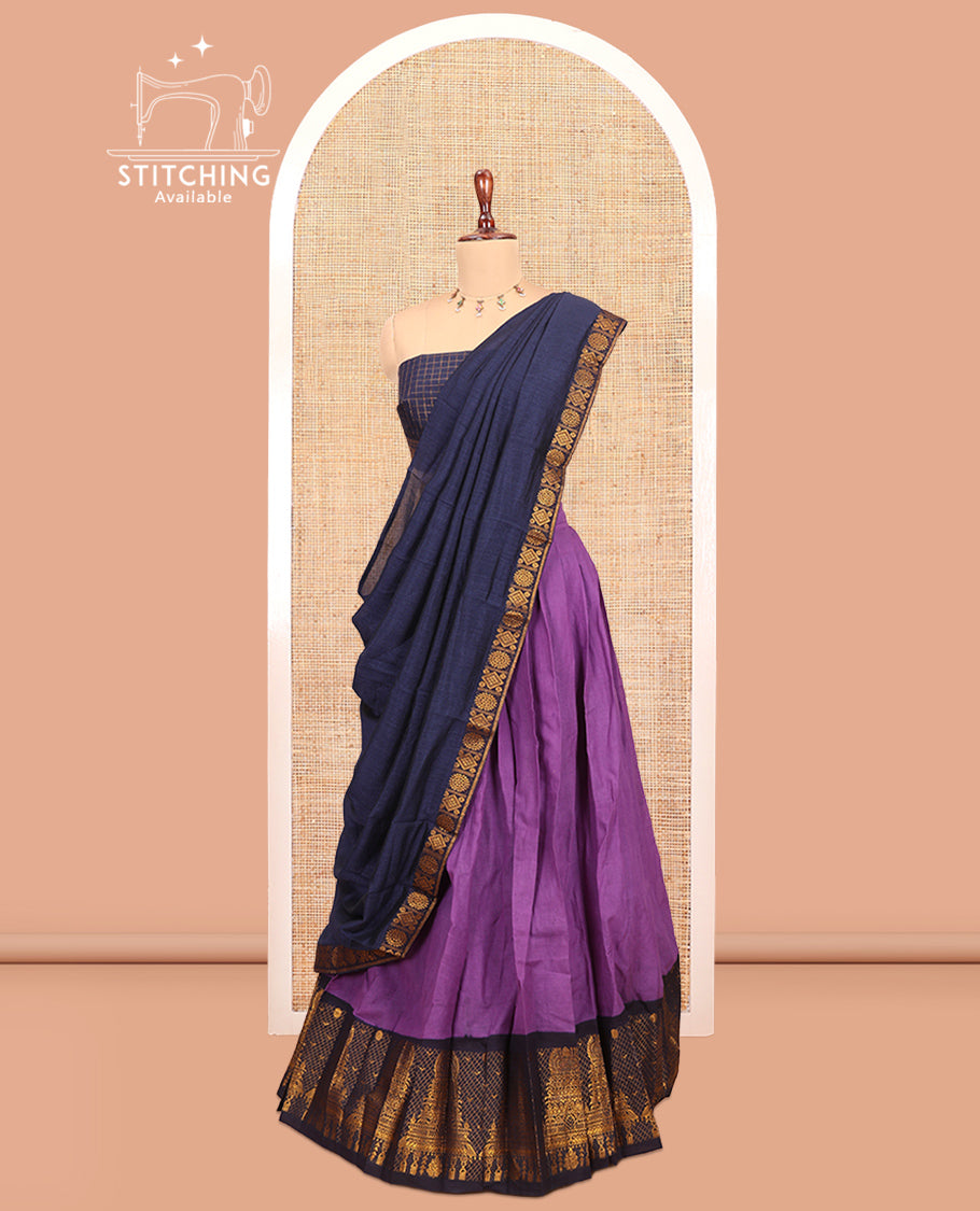 Dark Lavender Sungudi Cotton Half-Saree