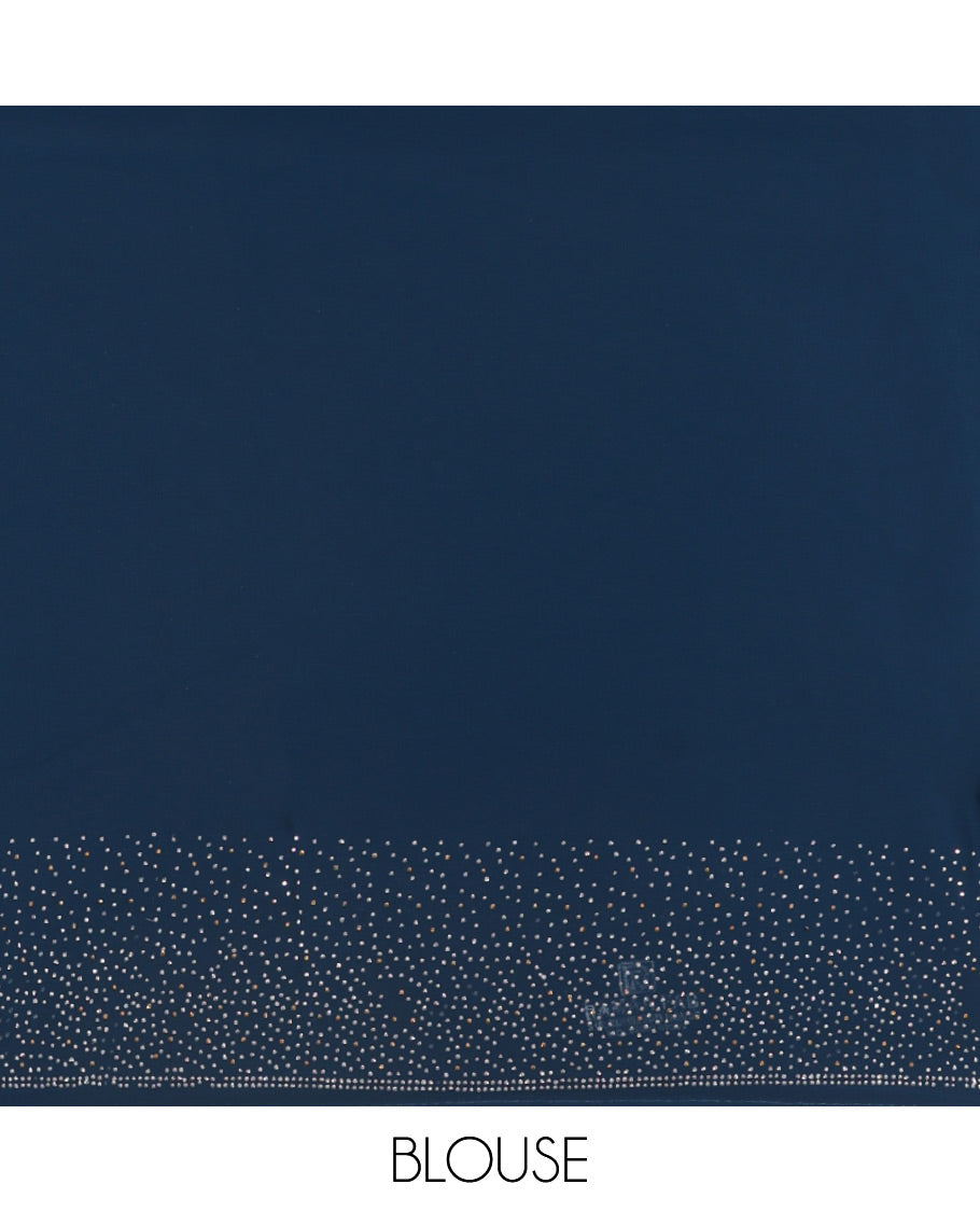 Blue Plain 60-Gm Georgette Saree