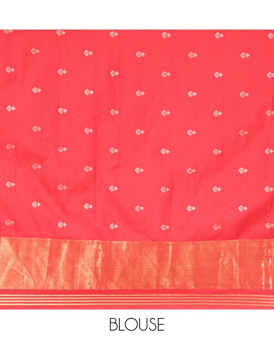 Red Intricate Motif Semi-Patan Patola Saree, Patola Tissue Border, and a Matching Blouse