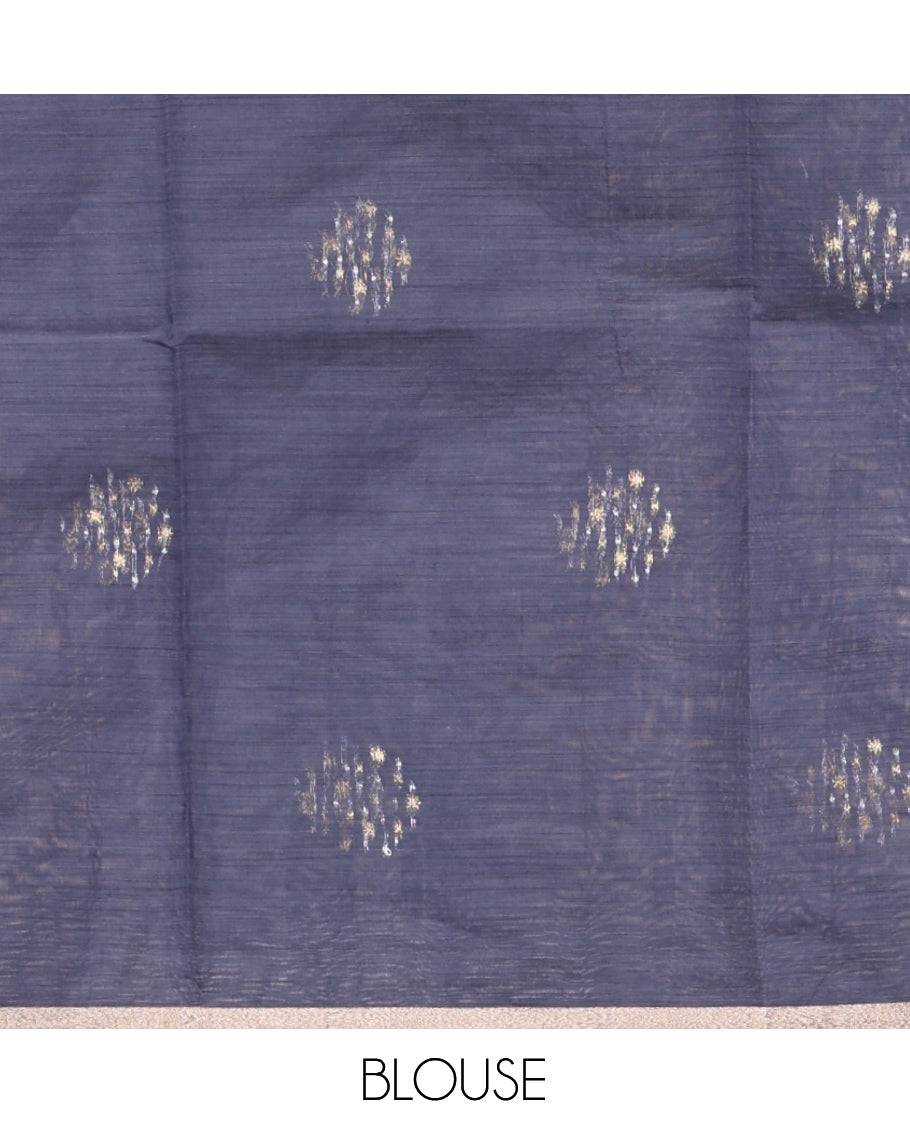 Navy Blue Chanderi Cotton Saree