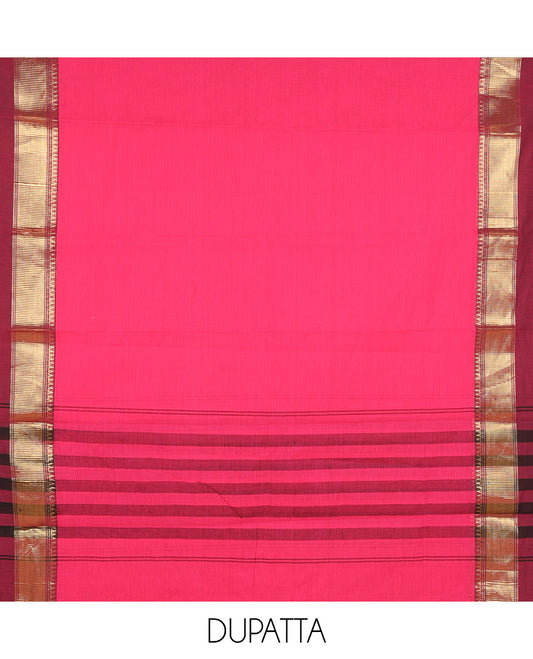Rani Pink Mercerised Cotton Material Chudidar Set