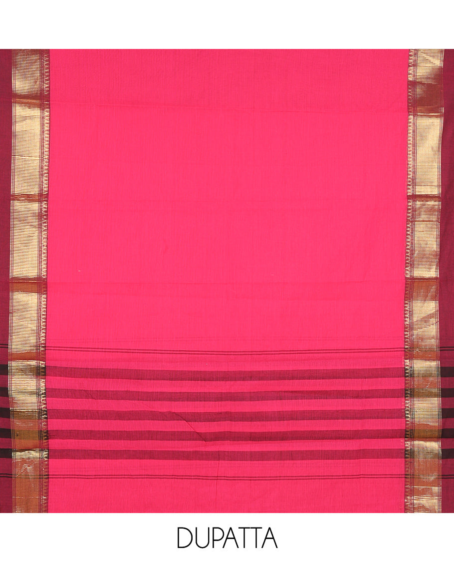 Rani Pink Mercerised Cotton Material Chudidar Set