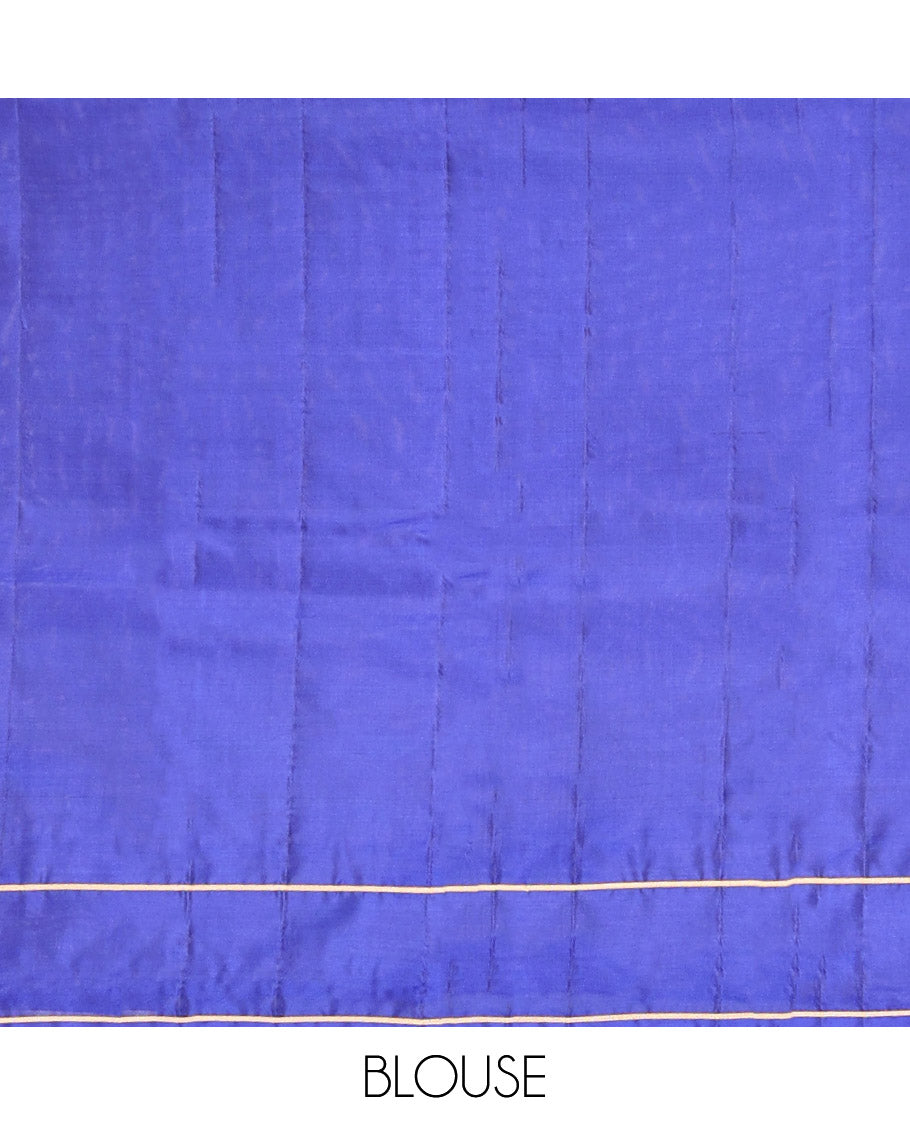 Navy Blue Vasundhara Lite Silk Saree, Subtly Sparkled with Paisa Zari Buttas Across Its Body, Highlighted Zari Border of Horizontal Stripes, Gleaming Pallu of Seppu Rekku Designs, and Paired with a Matching Blouse