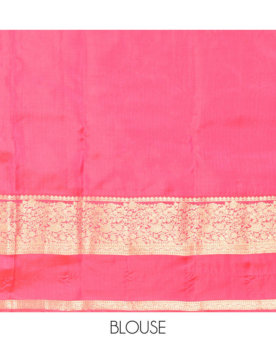 Baby Blue Vasundhara Lite Silk Mix Saree, Adorned with Zari Buttas, a Contrast Rettai Pettu Zari Border, Grand Jaal Pallu, and a Contrast Blouse