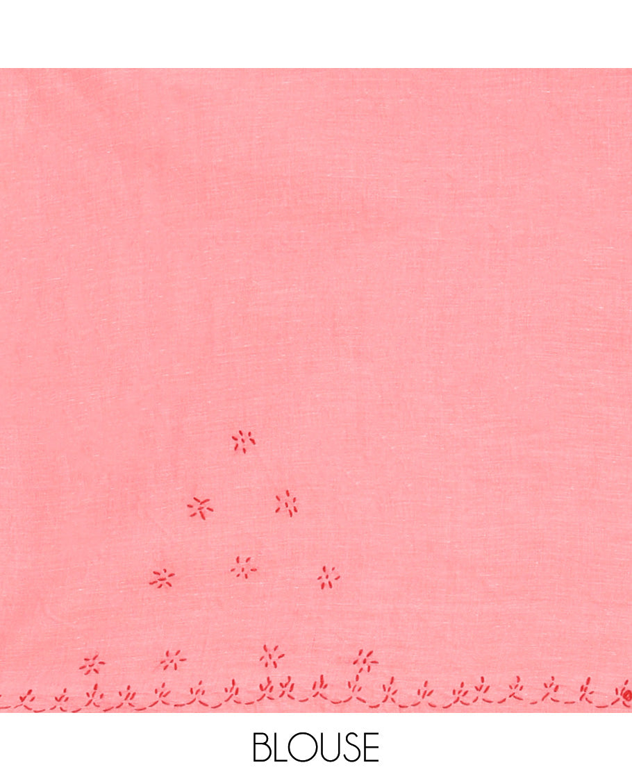 Pink Lucknowi Chikankari Saree