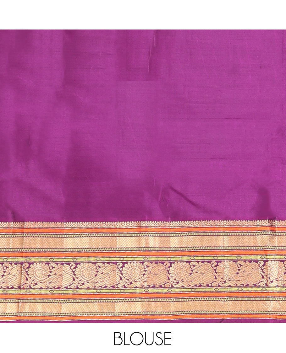 Sandal Zari Buttas Vasundhara Lite Silk Mix Saree, Contrast Mayil Border, Jaal Pallu, a Contrast Blouse