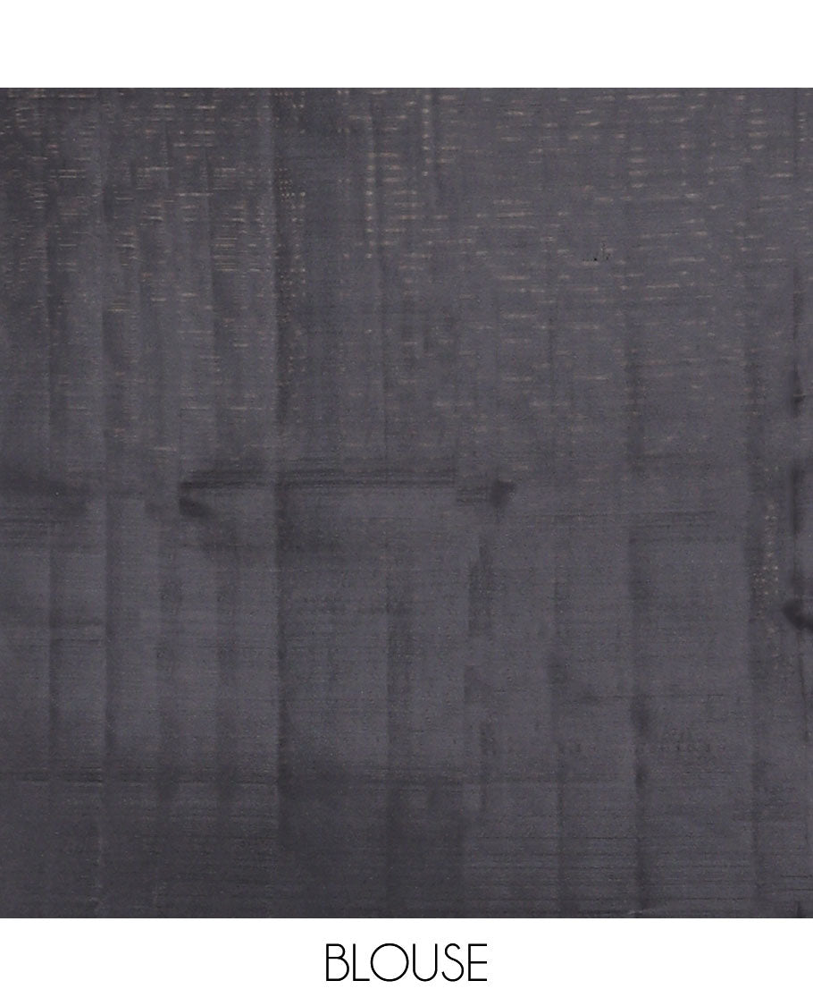 Brown striped, buttas vasundhara elite silk saree with contrast floral dessign border & floral jacquard pallu