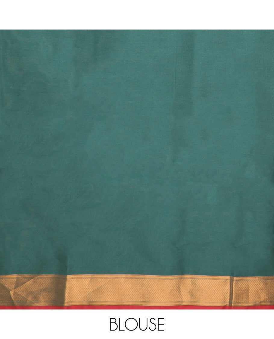 Red allover zari thread patola weaving design mulburry silk saree with contrast gold zari weaving border & patola weaving rich pallu along with gold zari vertical lining design blouse