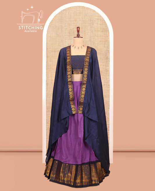 Dark Lavender Sungudi Cotton Half-Saree