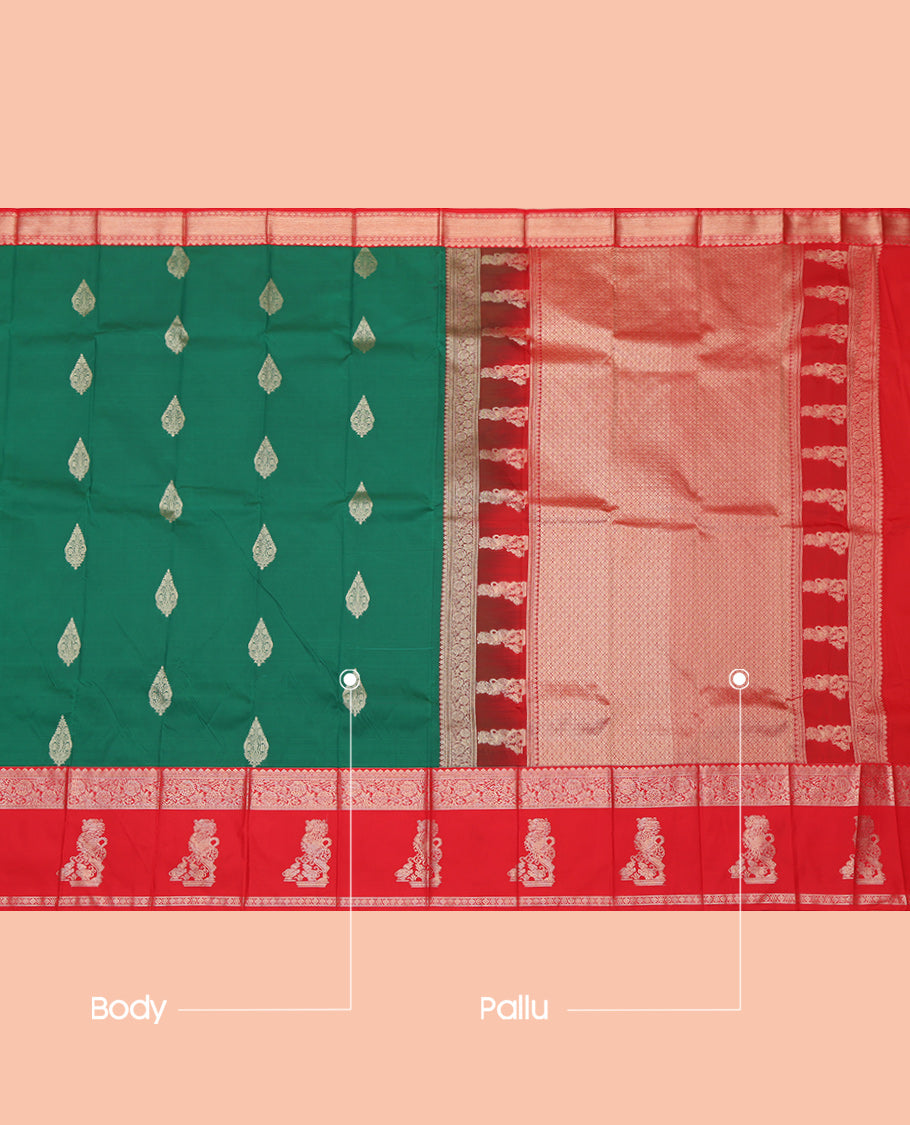 Green Elephant Design Budget Silk Saree