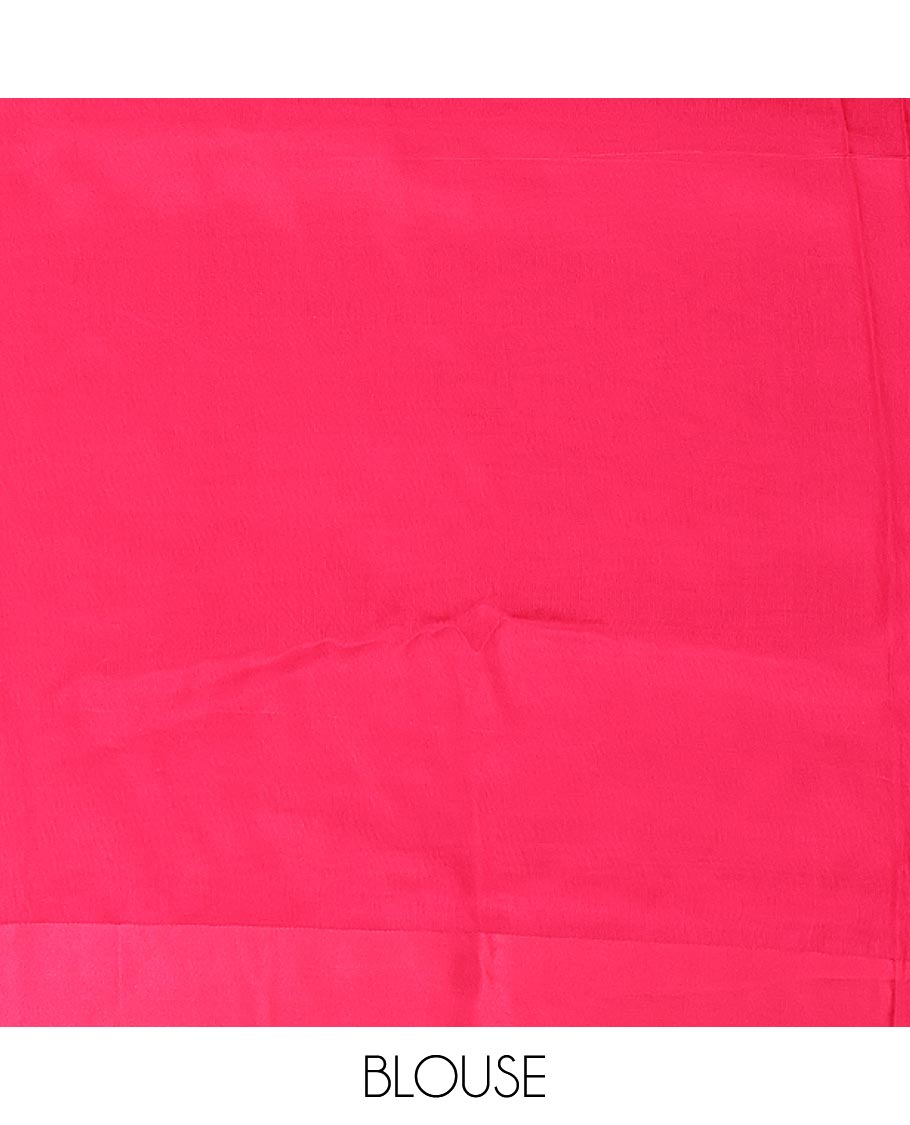 Rani Pink Russian Dola Silk Saree Features Jacquard, Wedding-Themed Border, Jaal Pallu, Matching Blouse
