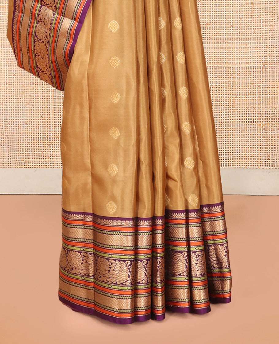 Sandal Zari Buttas Vasundhara Lite Silk Mix Saree, Contrast Mayil Border, Jaal Pallu, a Contrast Blouse